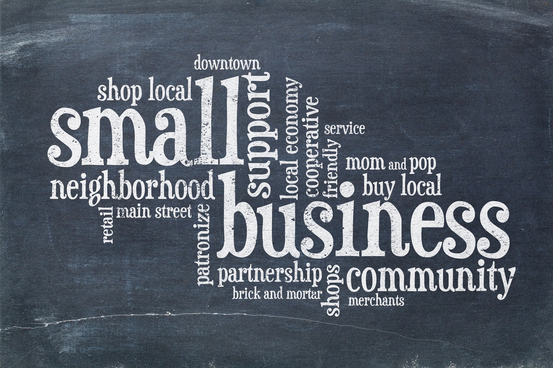 small business concept on blackboard